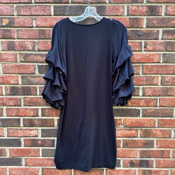 Lilly Pulitzer Leonie Ruffled Tiered Sleeve Dress in Onyx Black Stretch Size XS - Picture 5 of 8